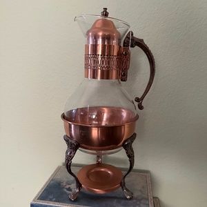 Vintage Princess House Glass Copper/Brass Coffee Pot